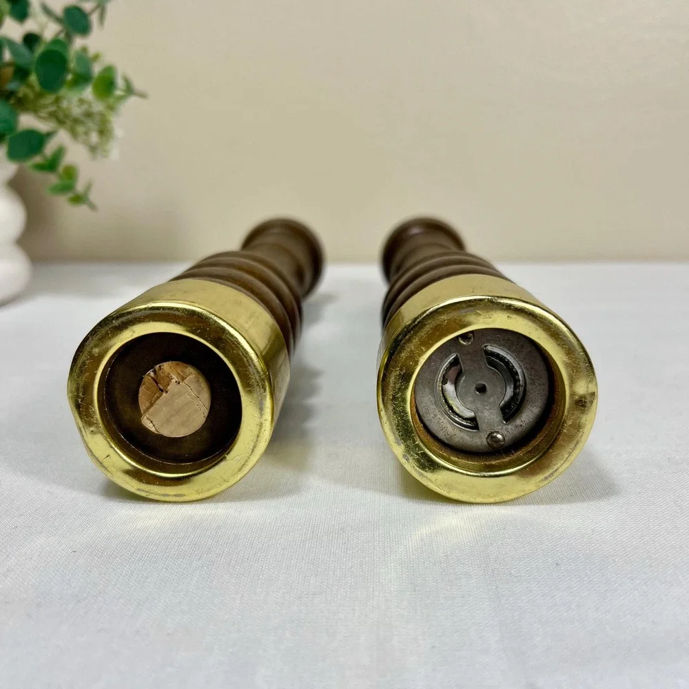 Vintage MCM Dark Brown Wood Salt and Peppers Shakers | Set of 2